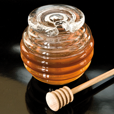 Honigtopf mit Honigdreher aus Holz