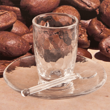 Espresso beaker with saucer and spoon