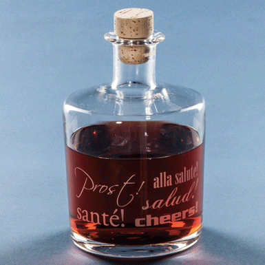 Whisky or Cognac decanter "Santé" with cork stop.