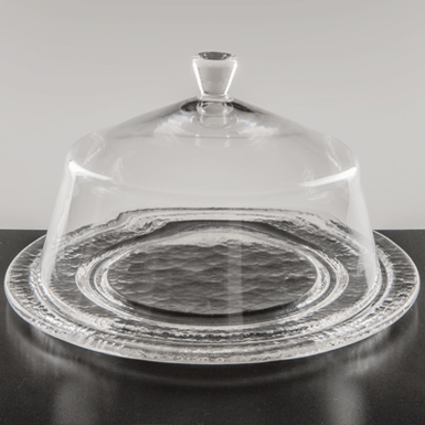 Large glass dome with plate