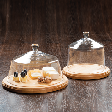 Cloche with wooden base plate