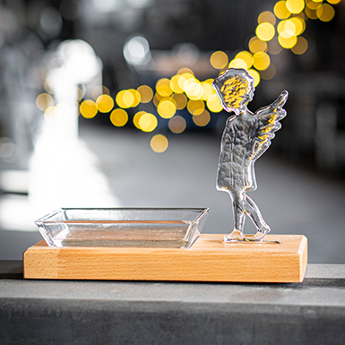Aperitif bowl Angel with wooden base