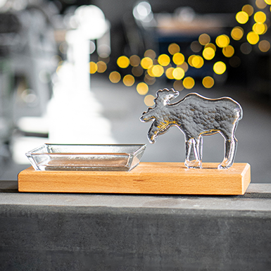 Aperitif bowl Moose with wooden base